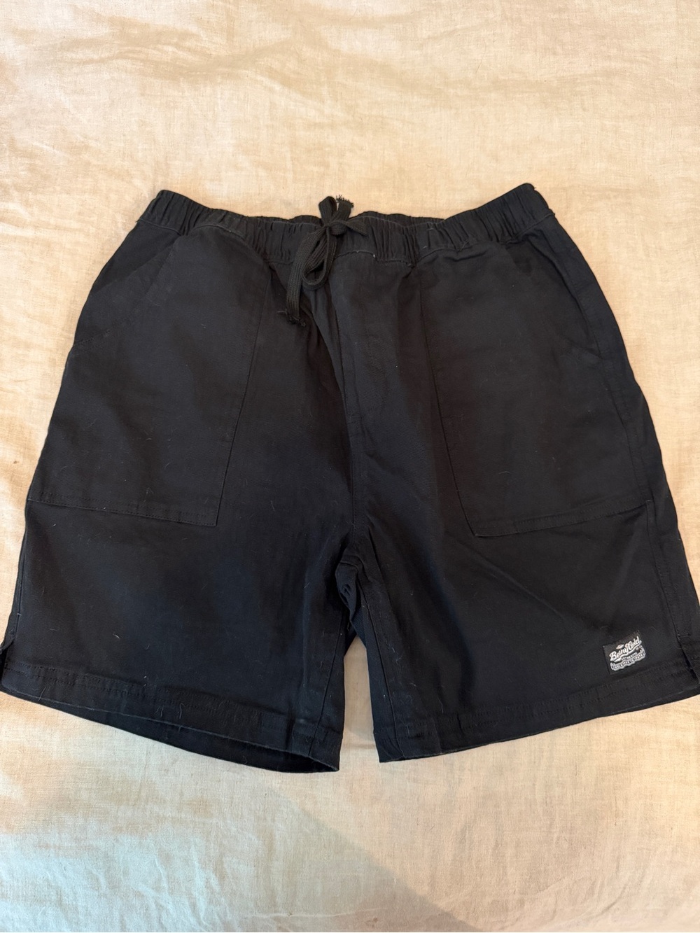 Men's Black Drawstring Hybrid Shorts with Front Patch Pockets